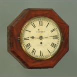 A Victorian mahogany cased single fusee wall clock, by Harvey of Camberwell, with octagonal case.