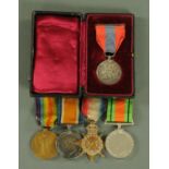 A group of Great War Medals, comprising Victory & War Medal, 14-15 Star and Imperial Service Medal,