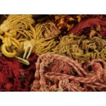 A large box containing a quantity of tie backs, tassels and fringes, some modern many vintage.