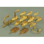 Six Victorian gilt metal mounts for curtain ties,