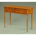 A burr walnut hall table, well figured and crossbanded,