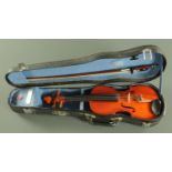 A 1/4 size Stentor Student violin, with interior label for the Stentor Student,