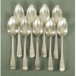 Six Georgian silver tablespoons, William Sutton, London 1796,