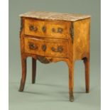A 19th century French foliate and scroll marquetry chest with two drawers,