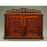 A Victorian mahogany chiffonier, with rear fretwork upstand,