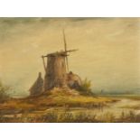B Woolley (20th century contemporary), "The Mill on the Fen", signed and dated '75, oil on panel.