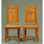 A pair of late Victorian Puginesque side chairs,