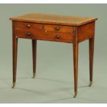 A Georgian mahogany side table, with rounded corners and fitted with three frieze drawers,