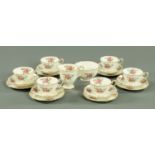 A Crown Staffordshire six place tea set, comprising 6 cups, saucers, side plates,