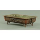 A Japanese bronze rectangular bonsai planter, Meiji period,