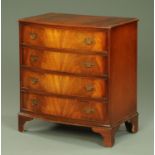 A mahogany bow front chest of five drawers, mid 20th century,