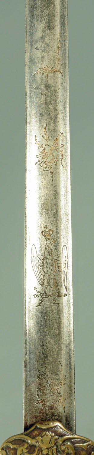 A 19th century Prussian dress sword, the part fullered blade with engraved decoration, - Image 3 of 4