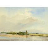 Len Roope, watercolour, "Blythburgh, Suffolk". 22.5 cm x 31 cm, framed, signed and dated 1996.