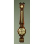 An early 19th century rosewood inlaid mother of pearl banjo barometer, by D.