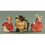 Two royal Doulton figurines, "Autumn Breezes" HN1934 and "Top O' The Hill" HN1834,