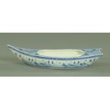 A Japanese Seto Ware blue and white porcelain boat, early 20th century,