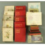 Five leather bound floral illustrated poetry books,