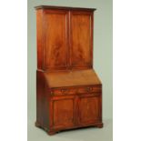 A good George III mahogany bureau bookcase,
