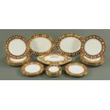 A quantity of Royal Crown Derby dinnerware, comprising 11 plates 26 cm, 6 plates 23.