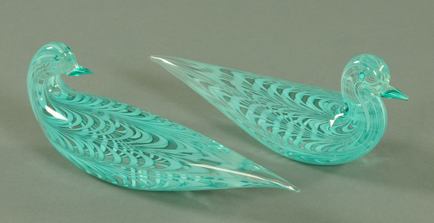 A pair of Italian Murano glass ducks by Gino Cenedese,