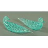 A pair of Italian Murano glass ducks by Gino Cenedese,