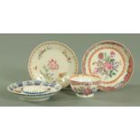 A Chinese Famille Rose tea bowl and saucer, 18th century,