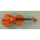 An English full size violin, with hand inscribed label for David Collins, Abingdon,