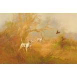 Kingman, oil on canvas, gundogs in wooded landscape. 60 cm x 90 cm, signed.