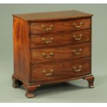 A Regency mahogany bowfronted chest of drawers, crossbanded,