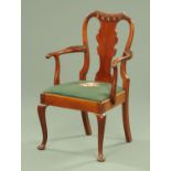 A George I style mahogany child's chair, 20th century,