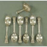 A Georgian bright cut silver caddy spoon, makers mark partially rubbed, London 1803,