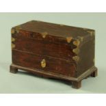 A Chinese stained wooden box with lift off lid, and fitted with a single drawer,