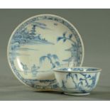 A Chinese early 18th century blue and white tea bowl and saucer, circa 1725, from the Ca Mau wreck,