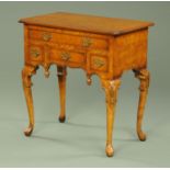 A burr walnut lowboy, 20th century,