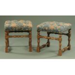 A pair of oak framed stools,