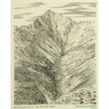 Alfred Wainwright, original pen and ink drawing, "Doddick Gill, Blencathra". 20 cm x 16.