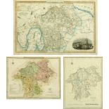 Three antique hand coloured engraved maps of Westmorland, to include Pigot & Co,, circa 1829,