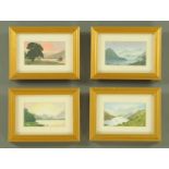 Monique Rebanks, four watercolours, Ullswater 1, Ullswater 2, Derwentwater and Rydal Water,