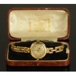 A ladies 9 ct gold cased wristwatch, the gold hallmarked Birmingham 1919,