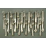 Twelve silver Old English pattern table forks, Solomon Hougham, London 1813,