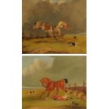 H.B. 19th century English School, oils on canvas, hunting scenes "Gone to Grass" and "Yoi Forward".