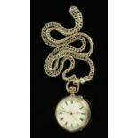 A 19th century Continental silver cased fob watch, .