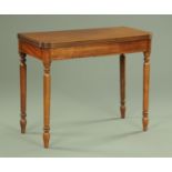 A late Georgian mahogany turnover top tea table,