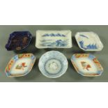 Four Japanese blue and white dishes, 19th/20th century,