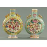 Two Chinese moon flasks, 19th century,