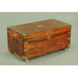 A 19th century camphorwood brass bound bedding box. Width 90 cm.