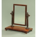 A 19th century mahogany toilet mirror, rectangular,