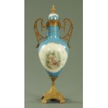A large French porcelain vase with gilt metal mounts, late 19th century,