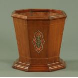 An Edwardian mahogany planter, with boxwood stringing and transfer printed decoration,