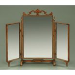 A walnut framed dressing table triple mirror,